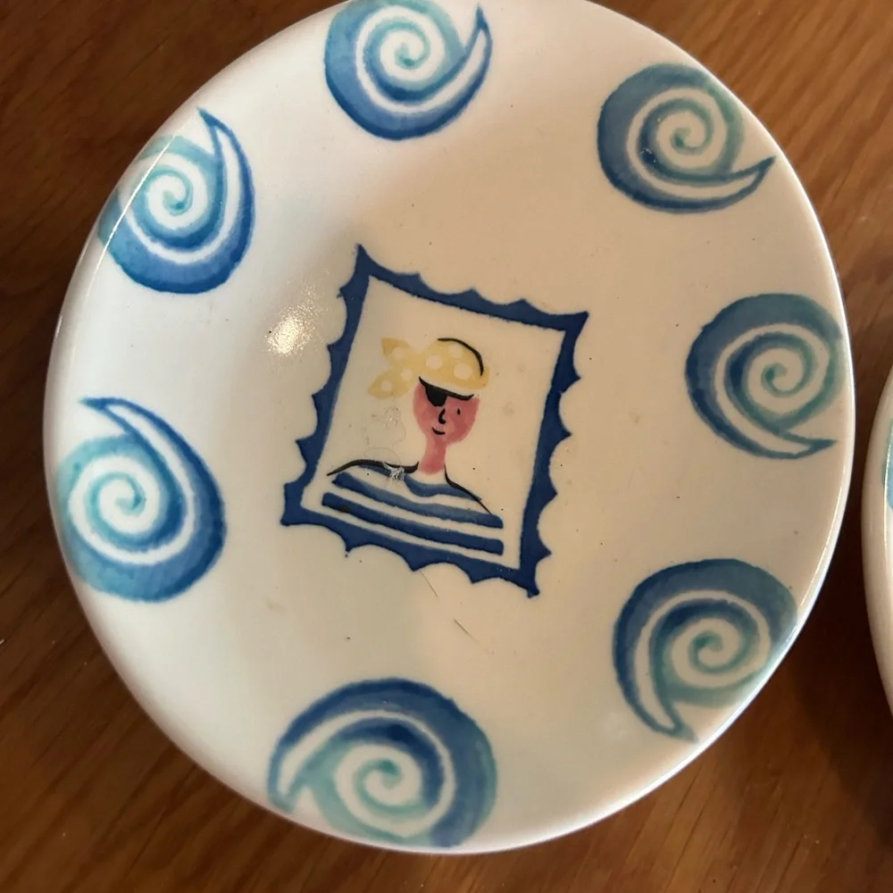 Set of 2 treasure island pirate Laura Ashley Soap Dish dishes England Vintage